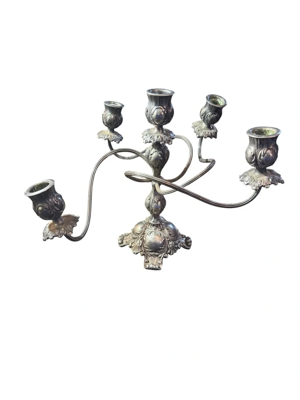 Antique Pairpoint Candelabra 5 Points Quadruple Silver Plated 6124 Circa 1900s